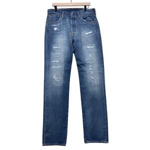 Levis 501 150th Anniversary Mens Distressed Straight Leg Jeans Blue W34 L38